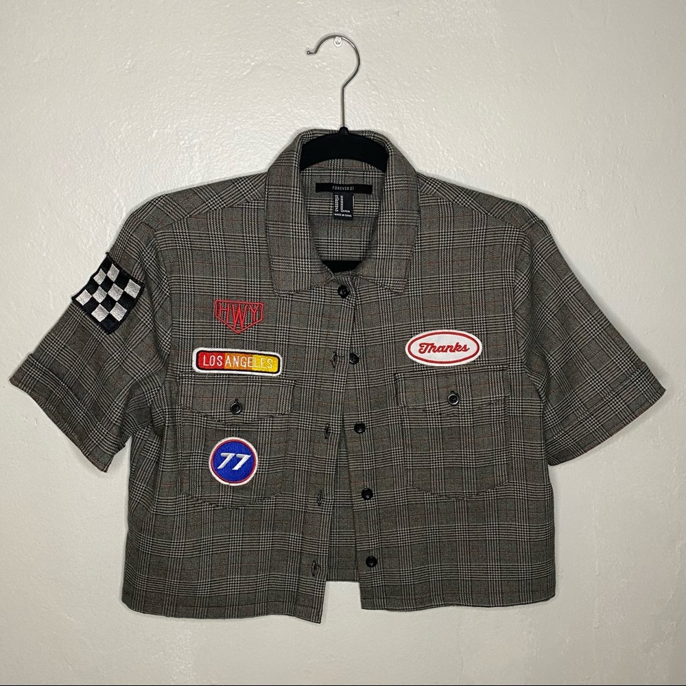 Plaid Cropped Button Down Shirt